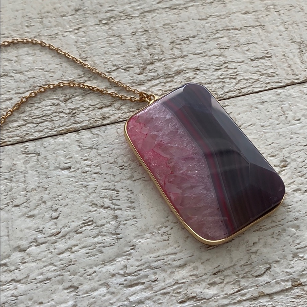NWOT Pink/Purple Natural Stone Necklace